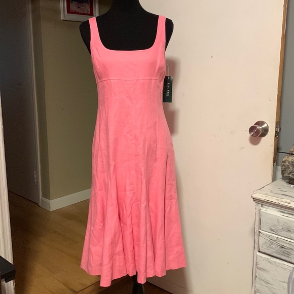 Lauren Ralph Lauren misses sleeveless fitted linen dress petunia pink size 4 - Picture 1 of 12